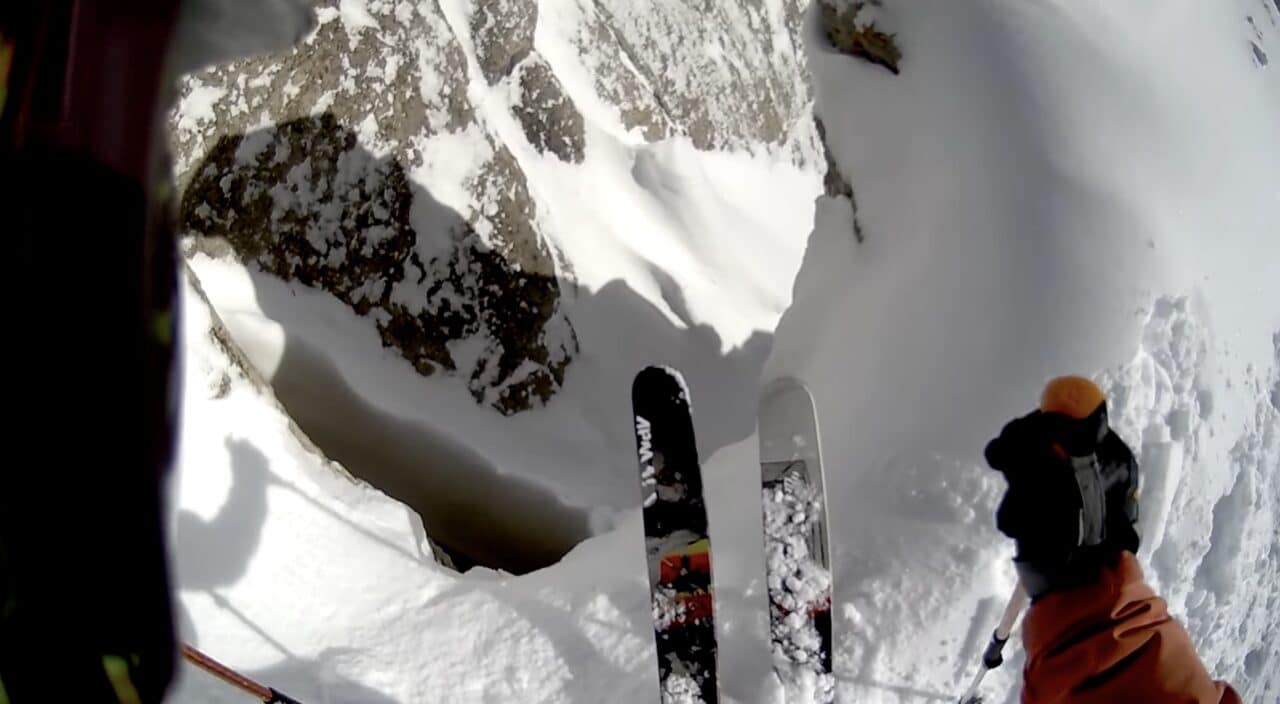 A look into Jackson Hole's S&S Couloir.
