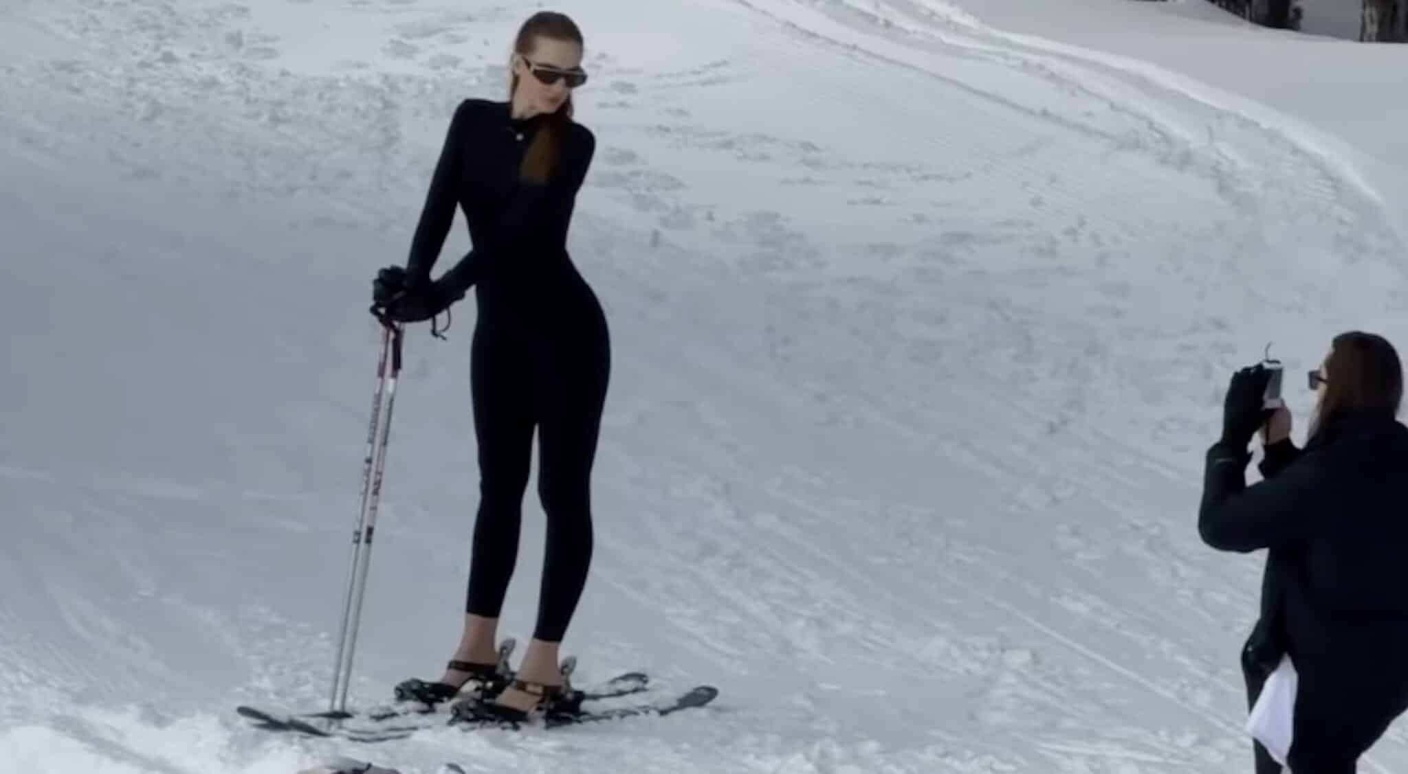 Influencer Poses In Wild Fit For Makeshift Ski Resort Photoshoot