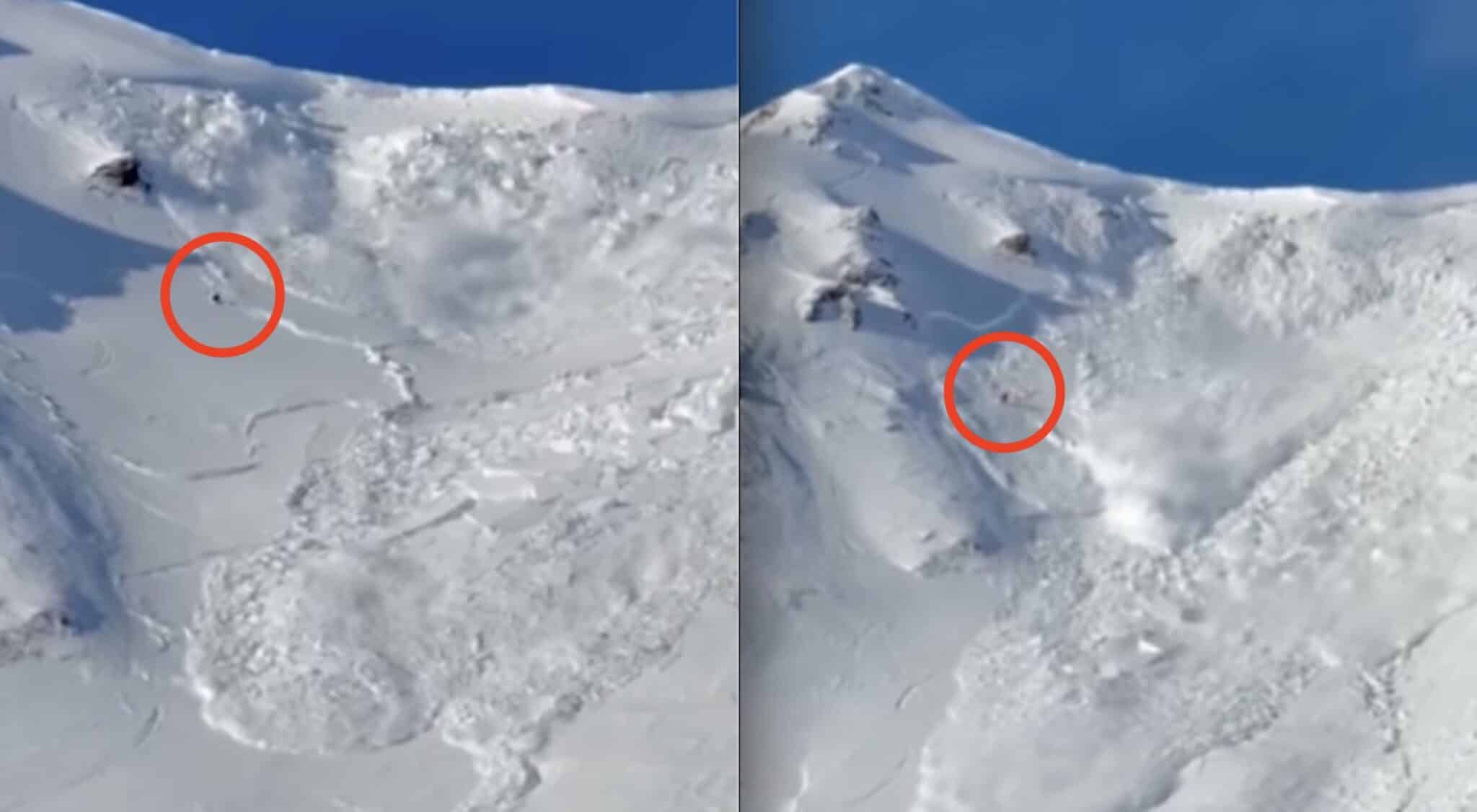 Enormous Avalanche Carries Skier At French Ski Resort (WATCH