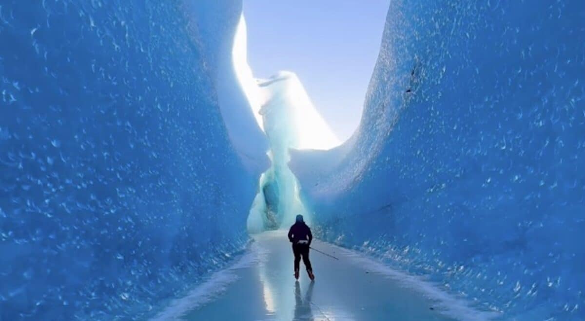 Wilderness ice skating in Alaska.