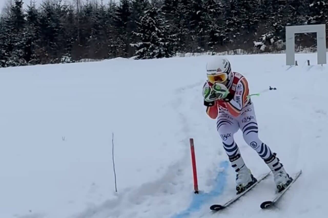 Backyard ski race course.