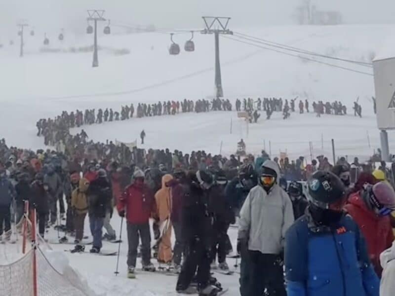Ski lift lines in Japan.