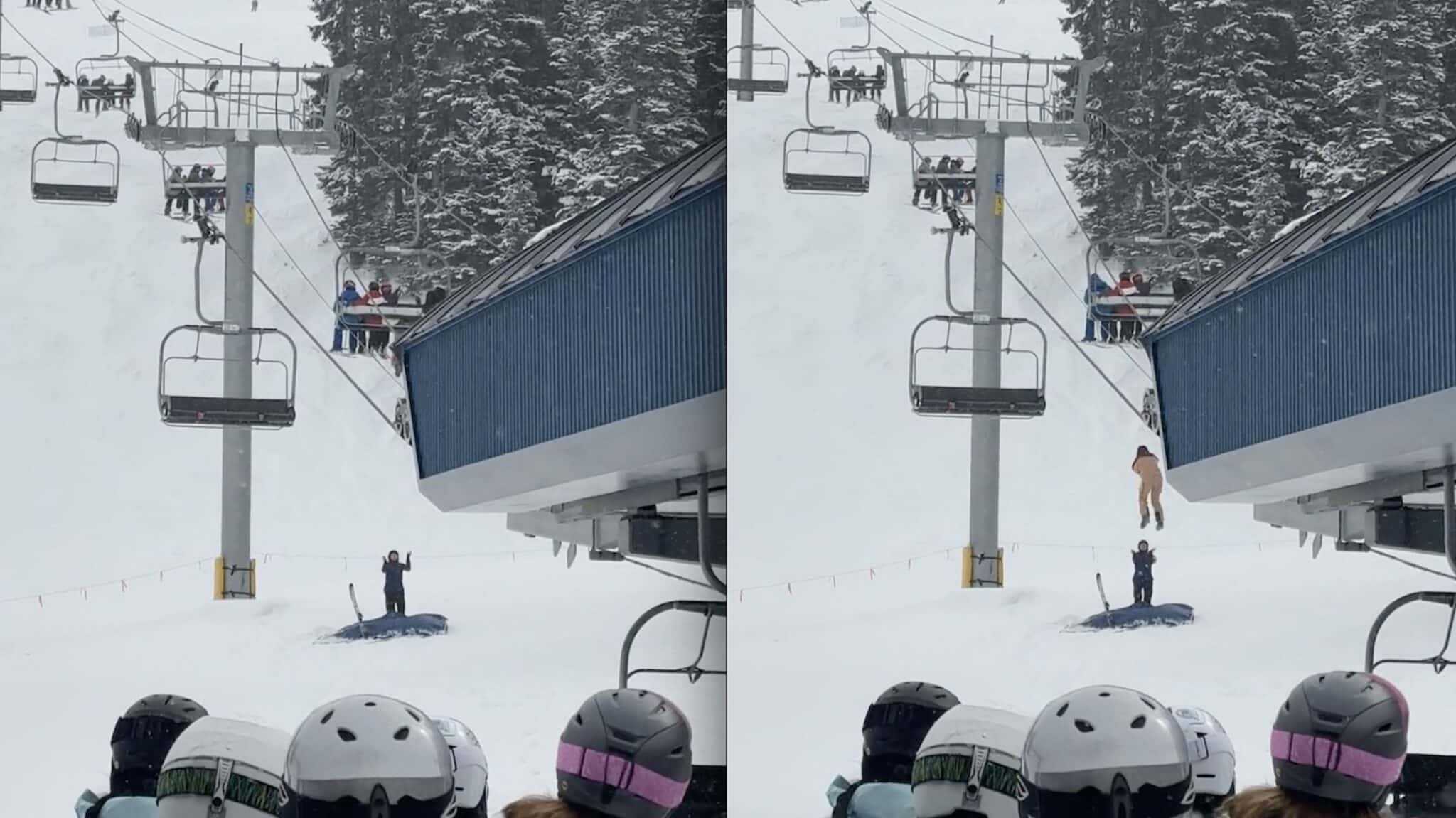 Skier Jumps From Chair After 5 Board Lift Meant For 4 @ Vail