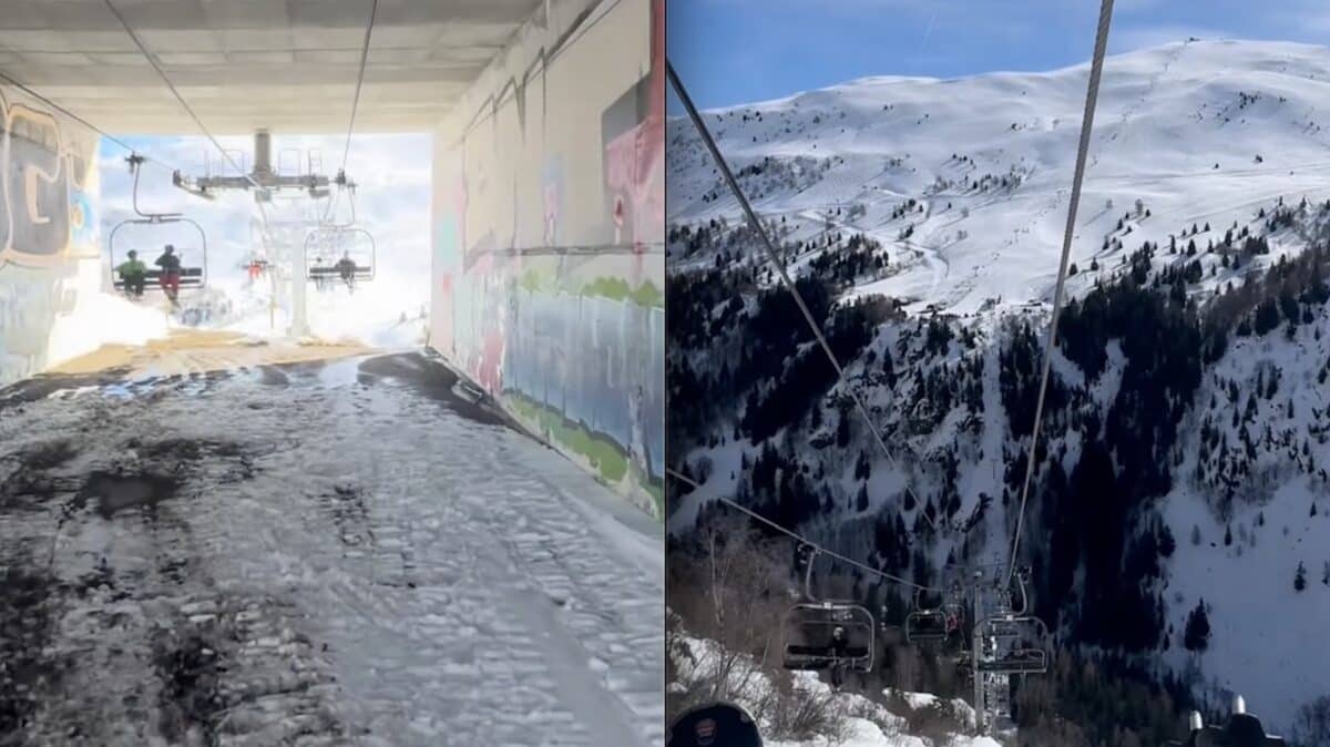 French chairlift tunnel.
