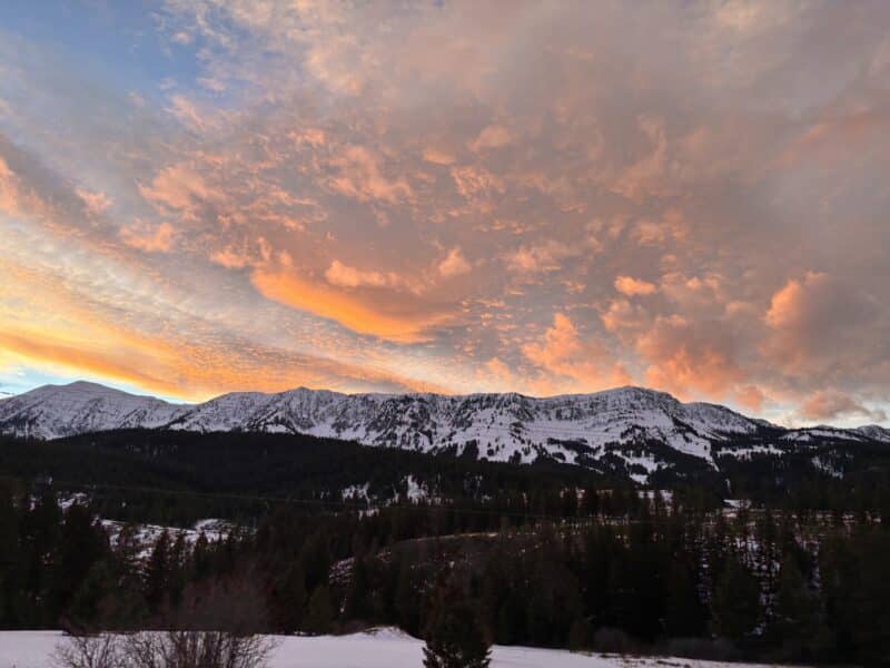 Bridger Bowl backcountry sunset