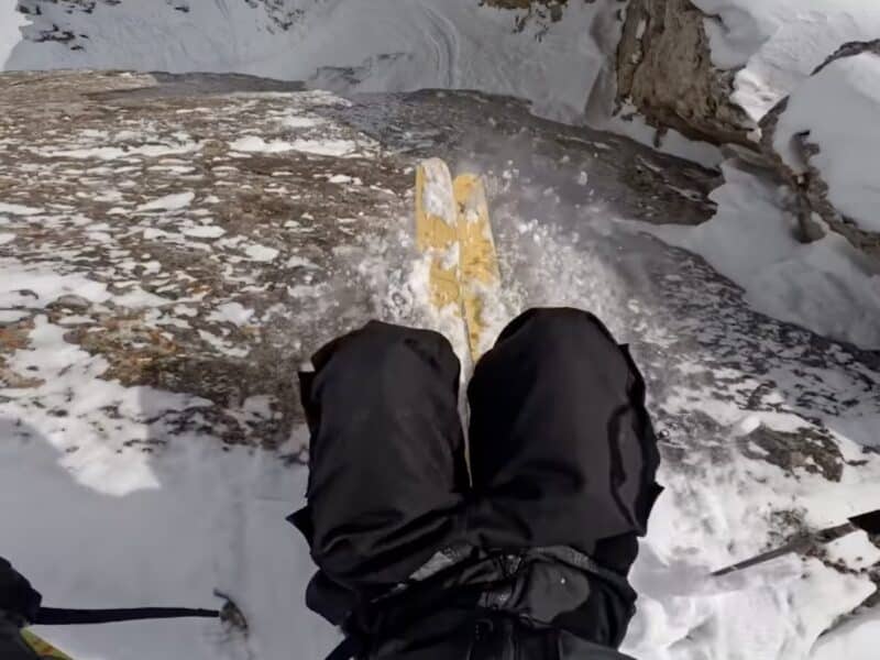 Skier dominates S&S Couloir at Jackson Hole.