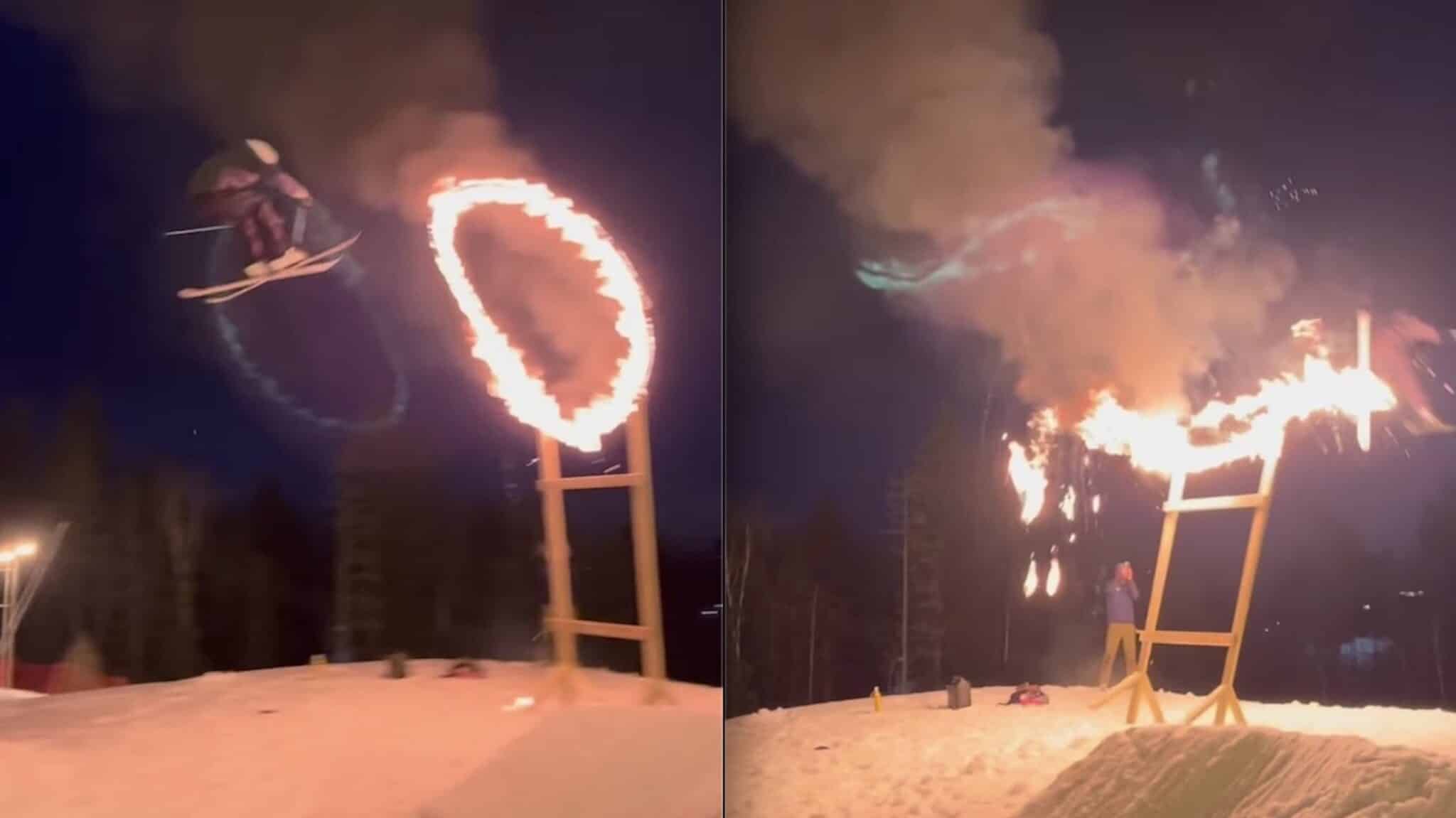 Ring of Fire Ski Stunt Goes Very Poorly