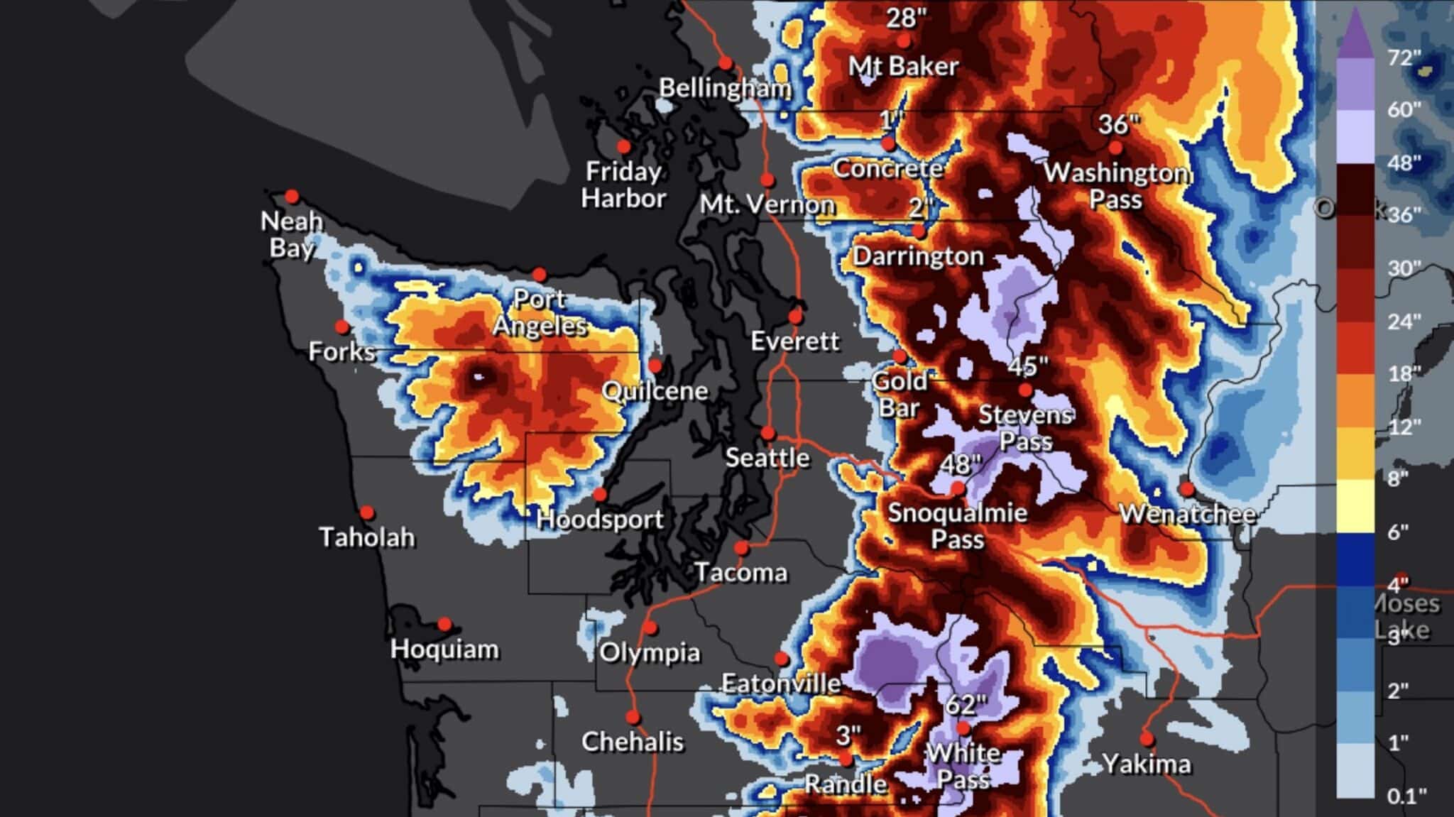 Dangerous Travel Warning: Massive Multi-Day Storm Bringing Blizzard Conditions and 3+ Feet of Snow to WA Ski Areas