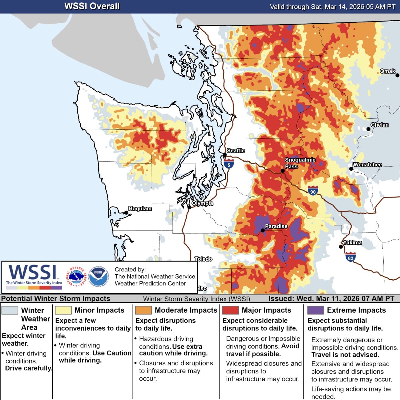 Winter Storm Severity Index for Washington.