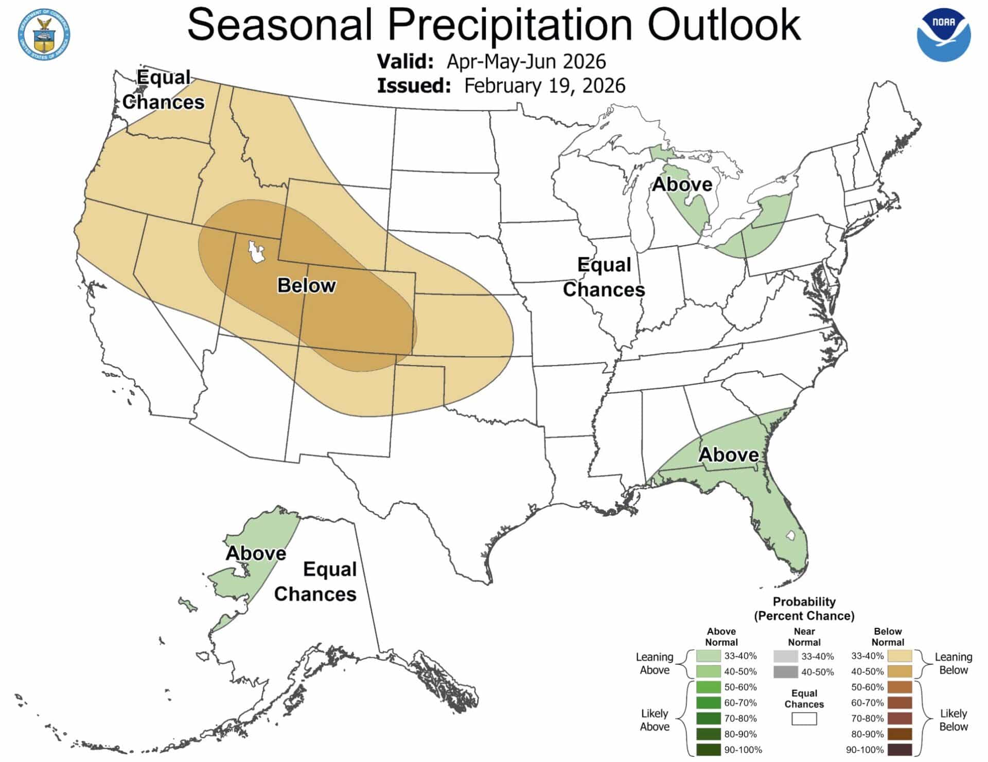 Seasonal Precipitation Outlook for April, May, and June.