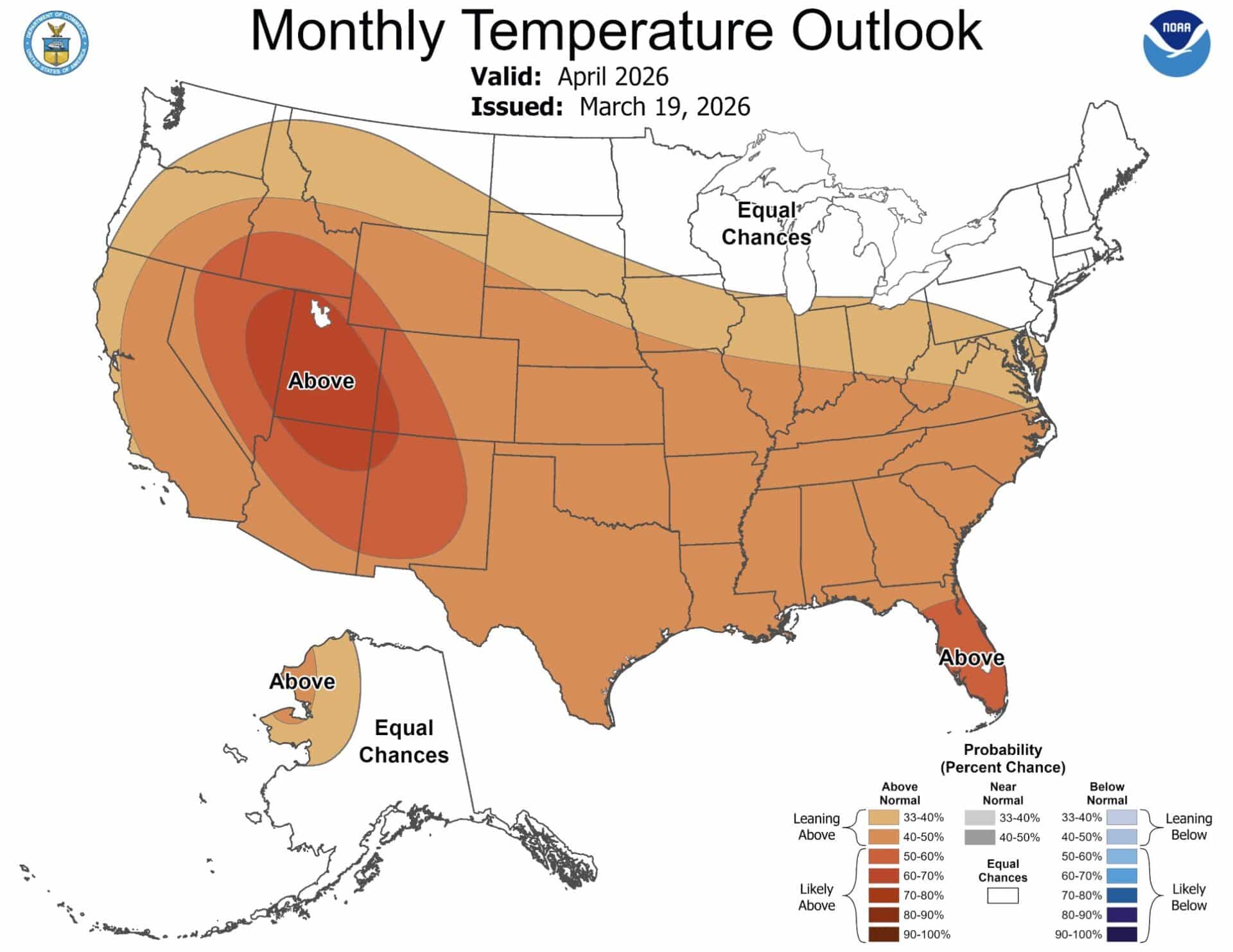April temperature outlook for the United states.