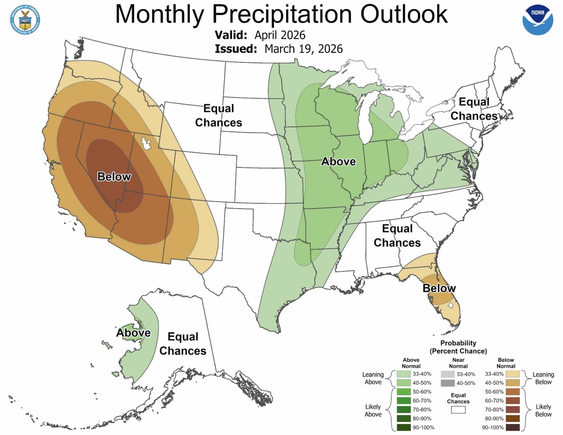 April precipitation outlook for the United States.