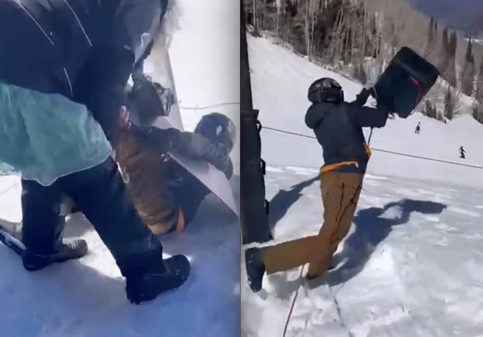 Belligerent Snowboarder Kicks Employee & Tosses Speaker After Colliding With Skiers at Aspen