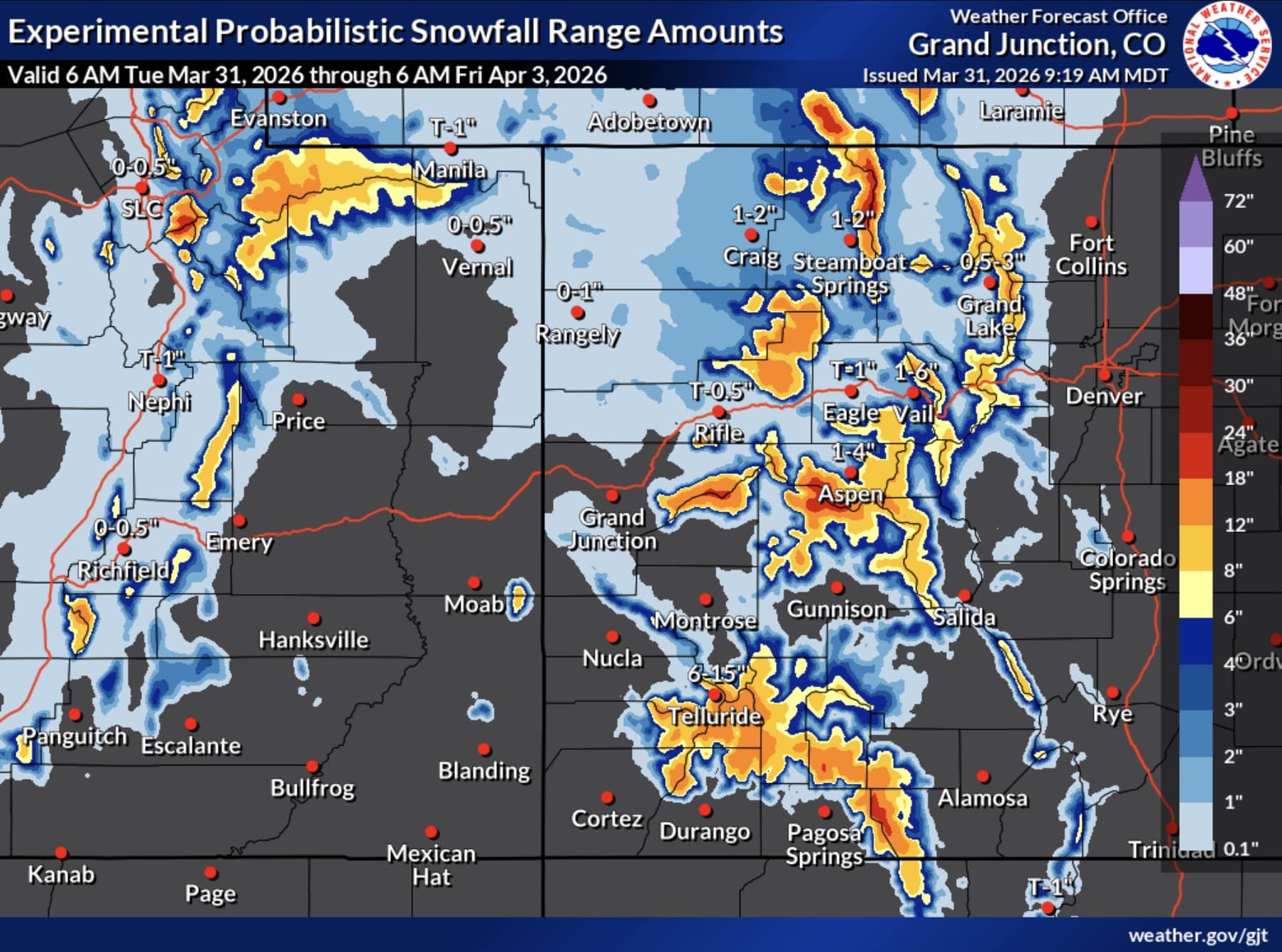 Expected Snowfall - Official NWS Forecast.