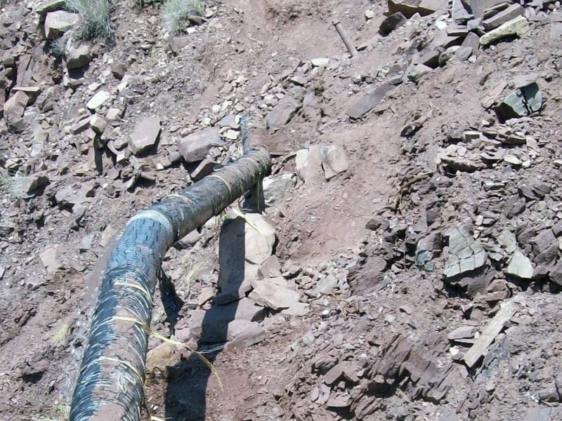 Exposed section of Trans-canyon Waterline along North Kaibab Trail in Grand Canyon National Park.