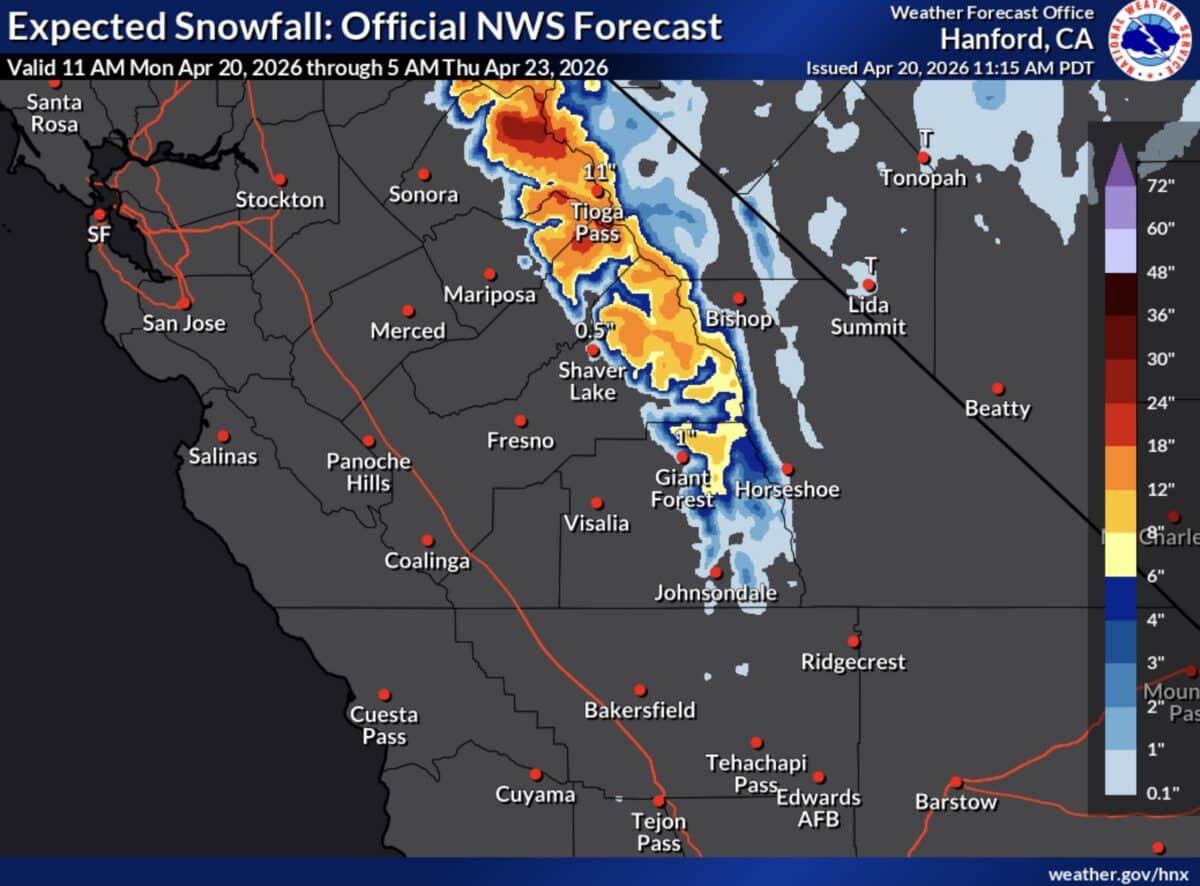 Winter Storm Warning Issued for Sierra Nevada, Cascades Ahead of Major April Storm