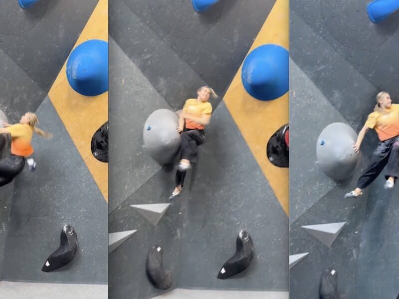 Janja Garnbret's wild climbing move.