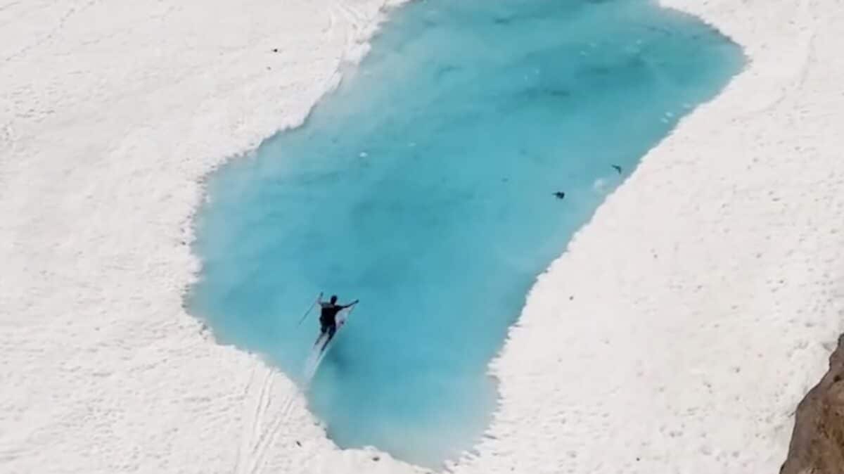 Skier Nails Incredible Pond Skim in Jackson Hole Backcountry