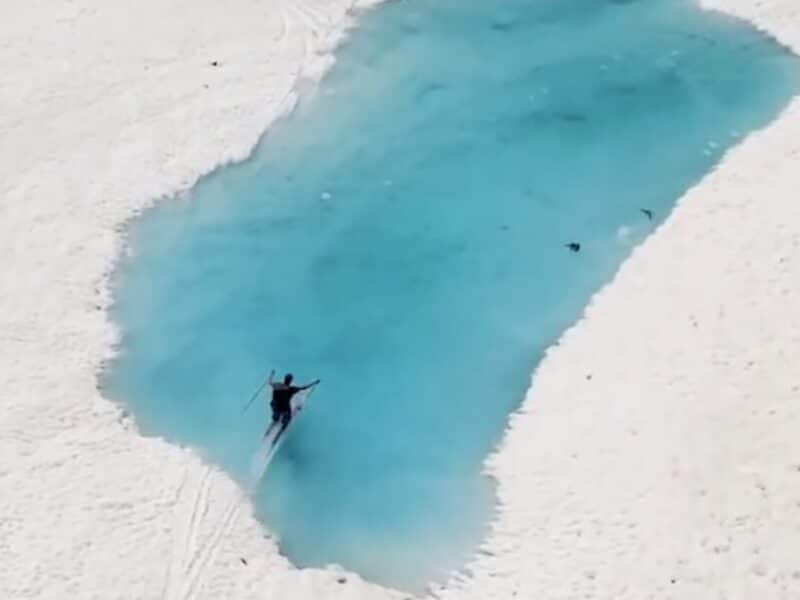 Jackson Hole backcountry pond skim.