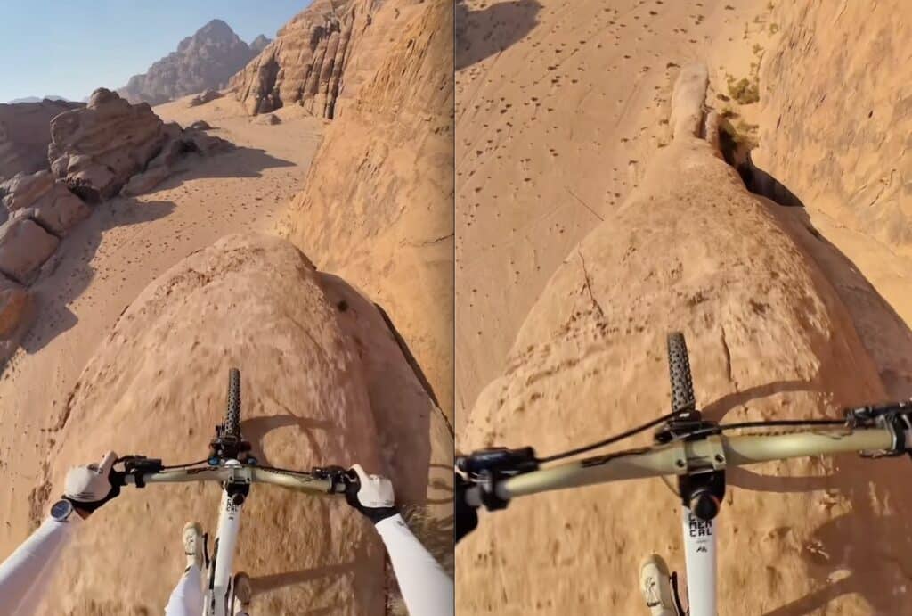 Killian Bron rides skinny rock spine