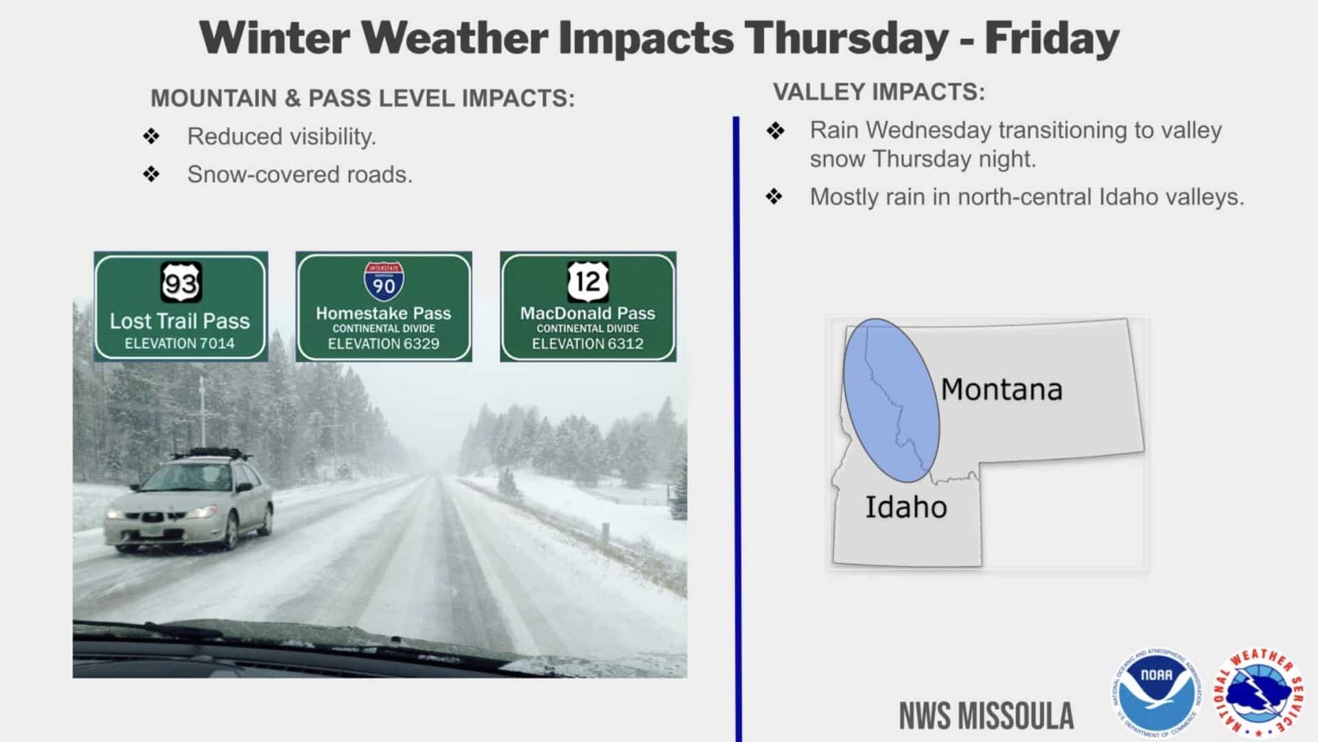 Winter weather impacts across Montana and Idaho.