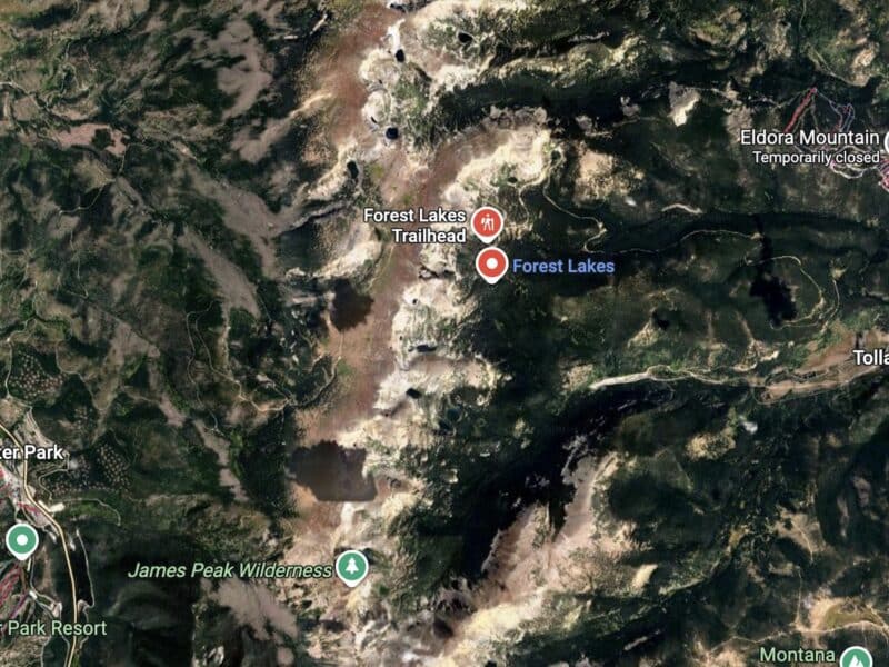 Forest Lakes in Colorado, where a skier required rescue on Saturday, April 25th.