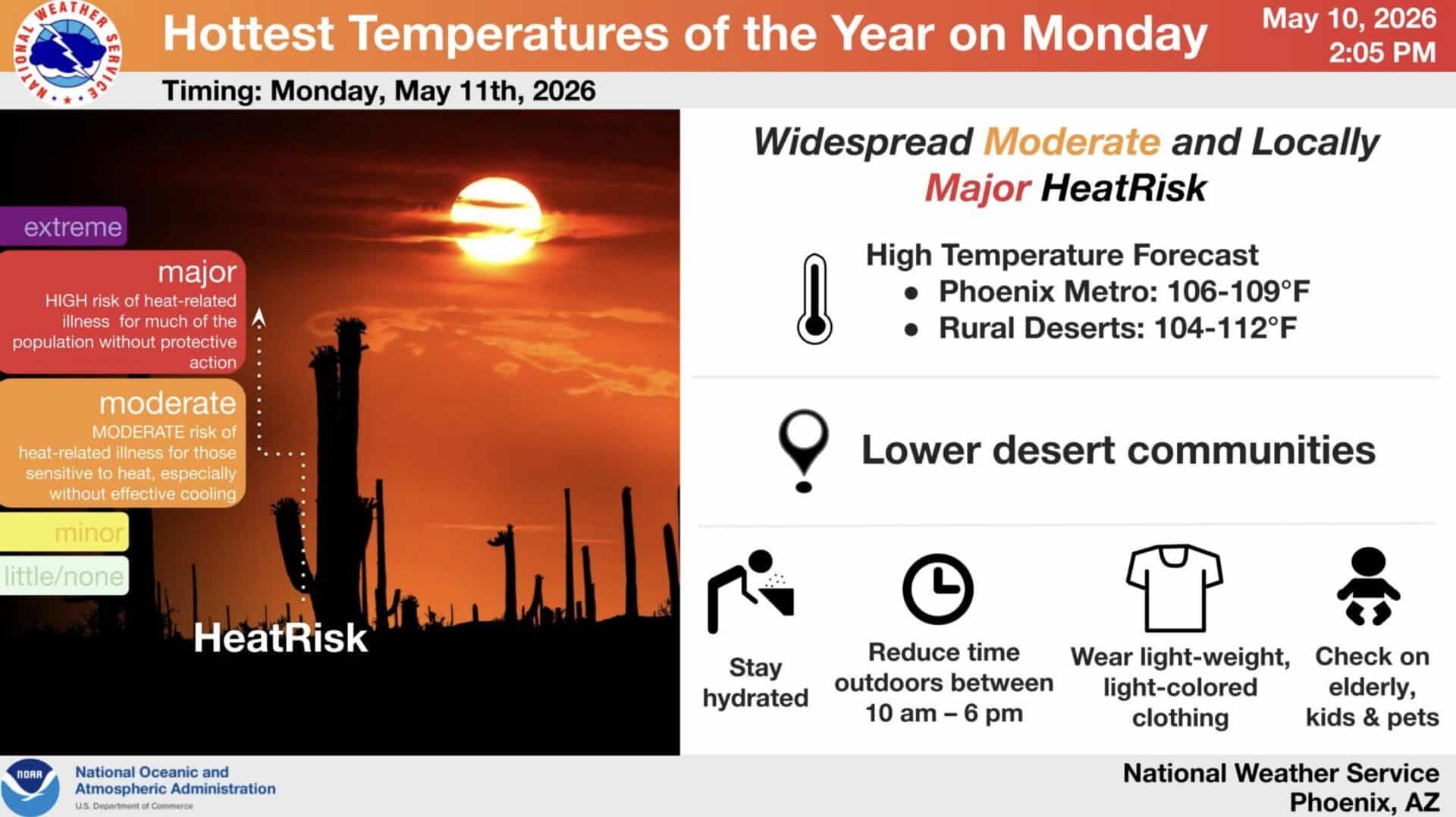 Extreme heat expected in Arizona.
