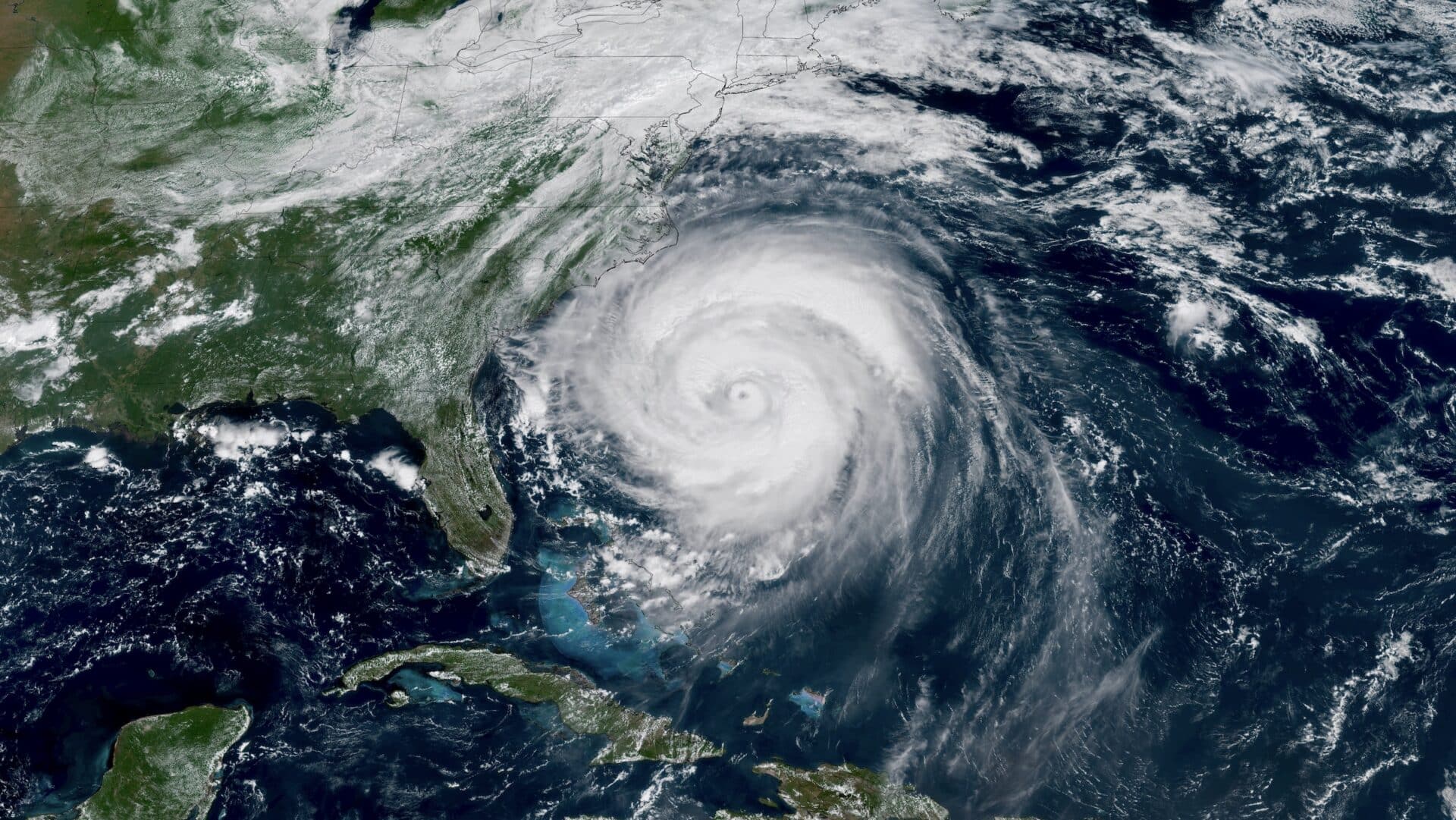 Satellite image of Hurricane Erin from August 20th, 2025.