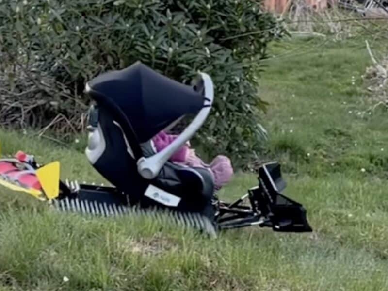 3D printed snowcat doubles as a baby stroller.