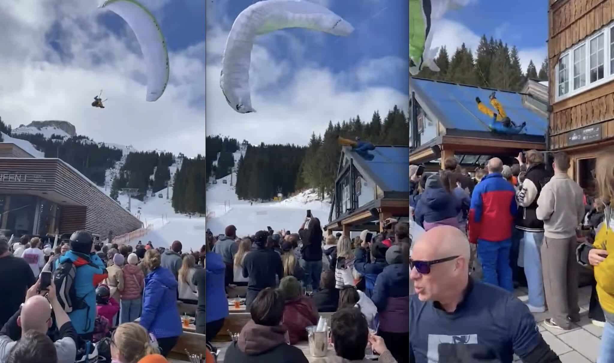 Paraglider Attempting To Buzz Après Ski Party Crashes Into Building
