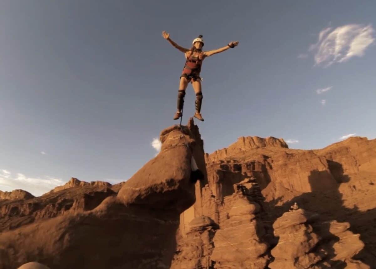 BASE Jumpers Leap From Corkscrew Rock Spire In Moab