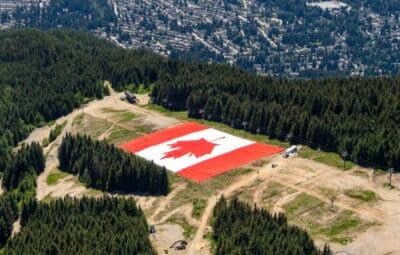 Largest Canadian flag ever made displayed at Grouse Mountain