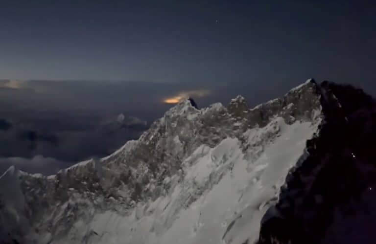 Lightning strikes viewed from Mt. Everest summit
