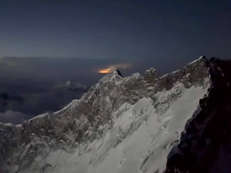 Lightning strikes viewed from Mt. Everest summit