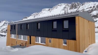 The brand new Mutthorn Hut in Switzerland, set to open this June.