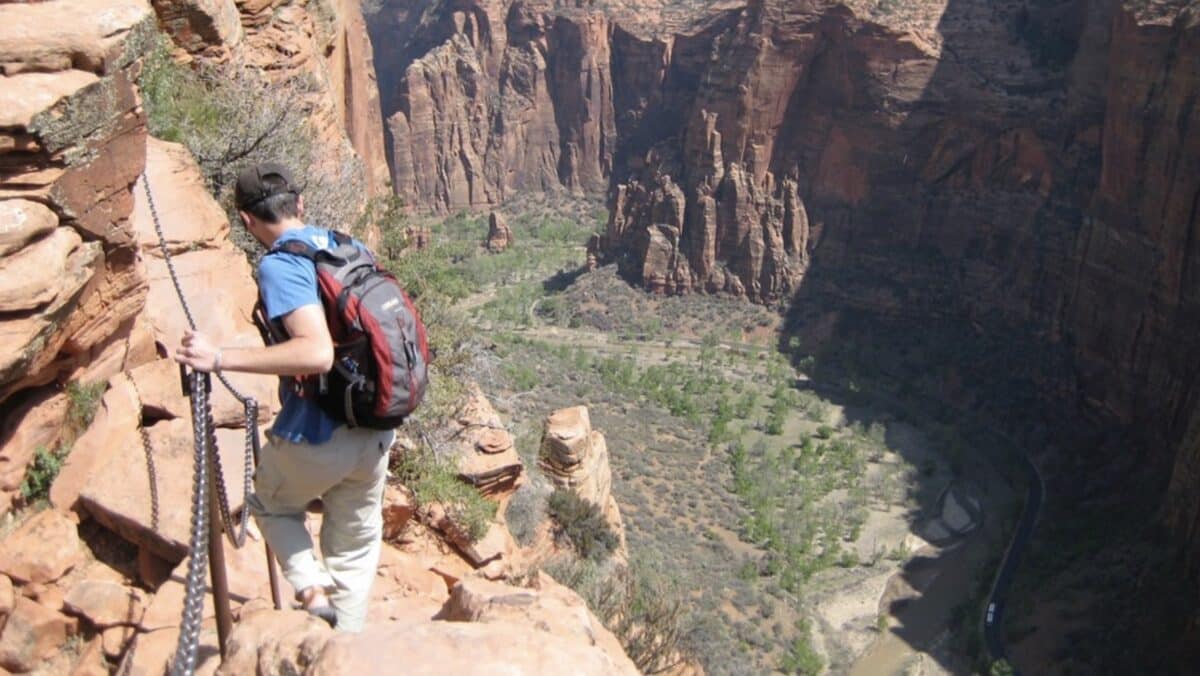 Hiking Angels Landing in Zion National Park.