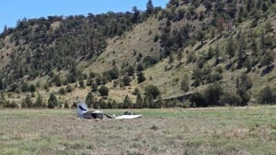 Plane crash sparks small grass fire near South Fork, Colorado.