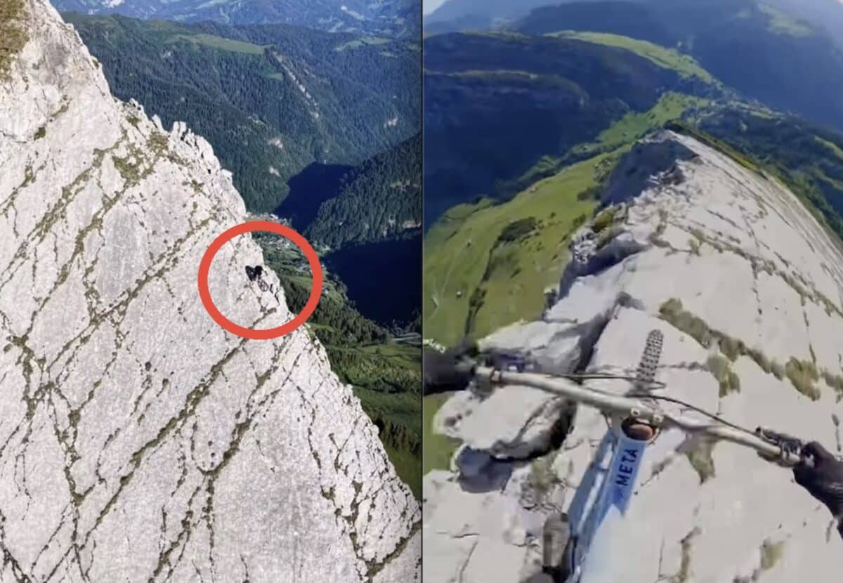 Mountain Biker Tempts Fate On Knife Edge Ridgeline
