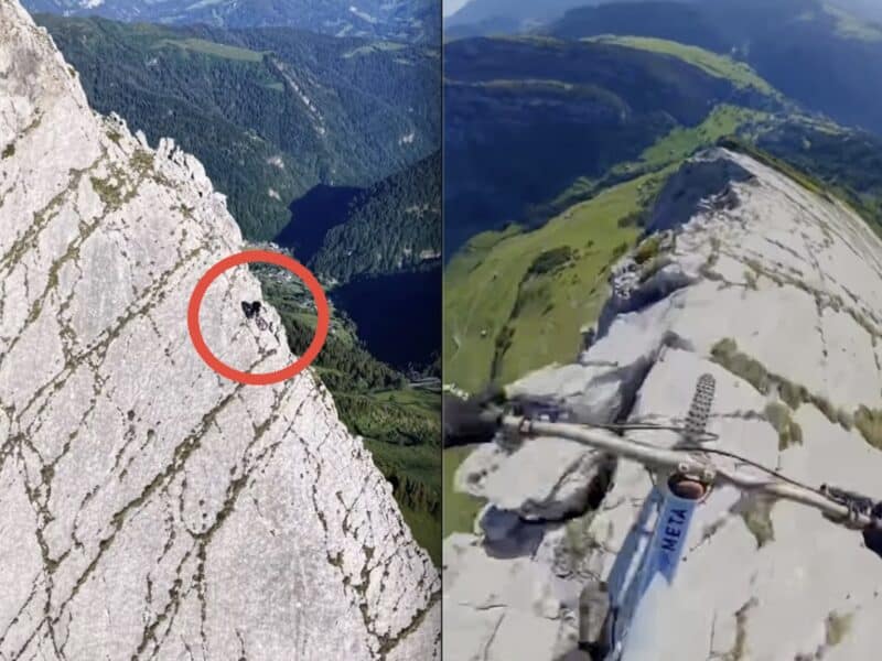 Killian Bron rides knife edge ridge in France