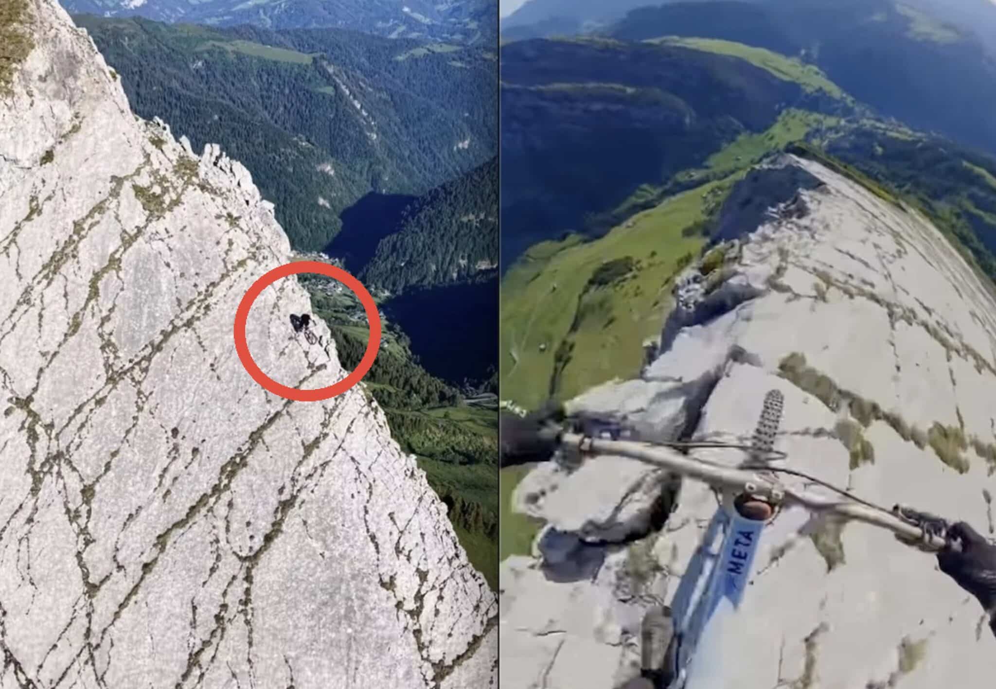Mountain Biker Tempts Fate On Knife Edge Ridgeline
