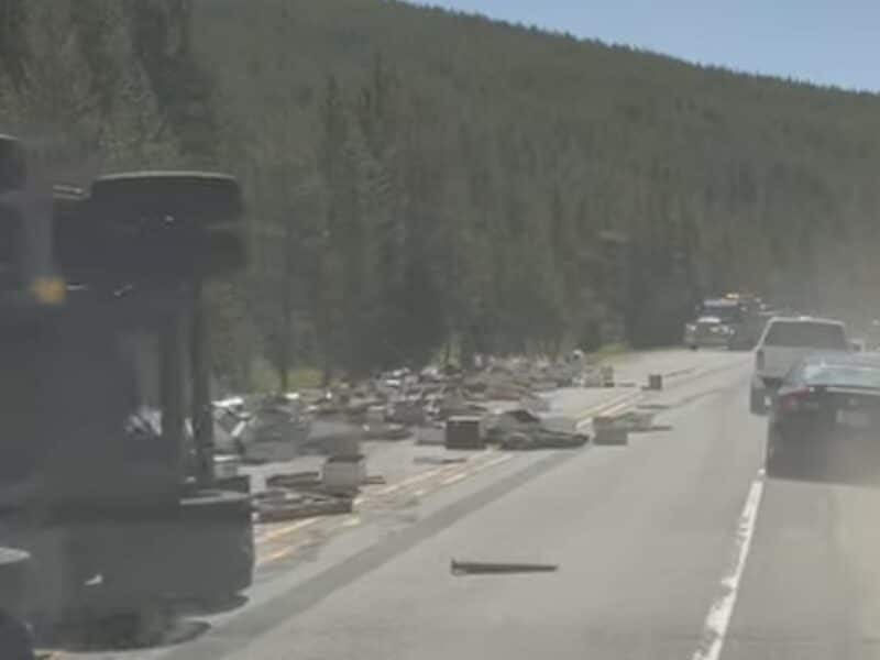 Truck carrying bees crashes in Yellowstone National Park.