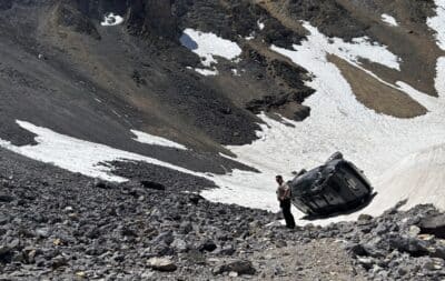 Rolled over SUV on Imogene Pass near Telluride, Colorado.