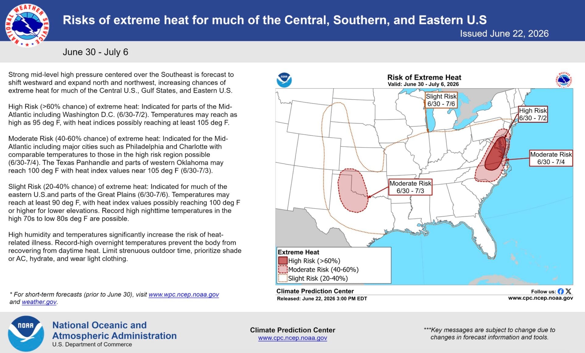 Risk of Extreme Heat across the United States.