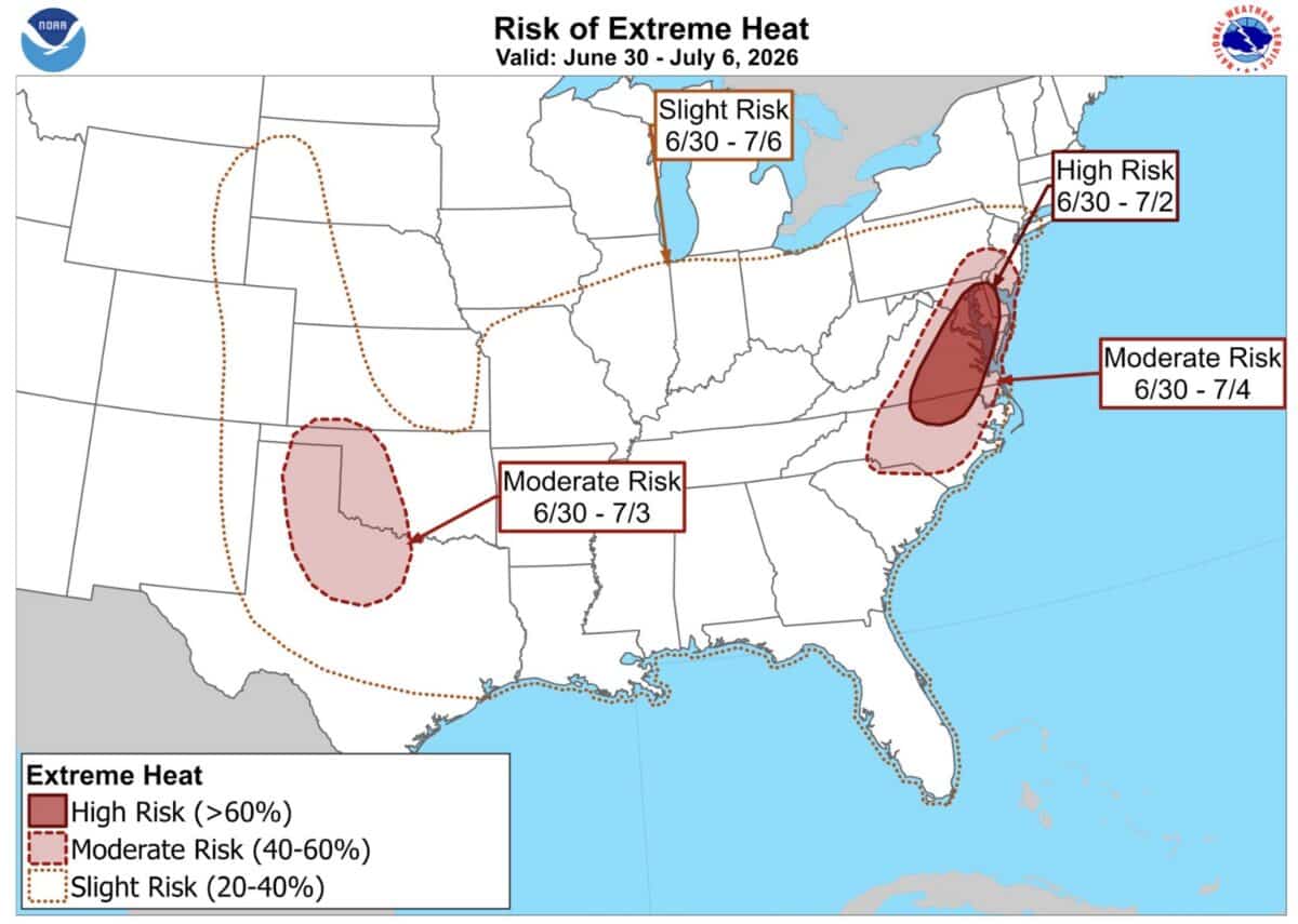 Risk of Extreme Heat across the United States.