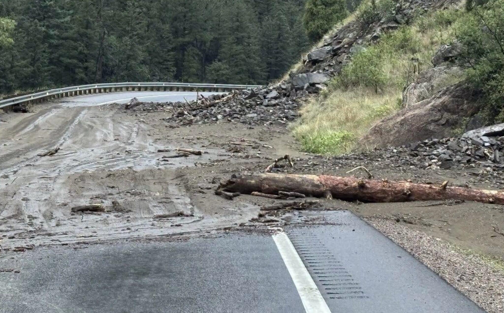 Rock Slide Closes Colorado Highway Following Heavy Rain
