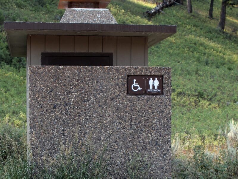 A vault toilet in Yellowstone National Park.