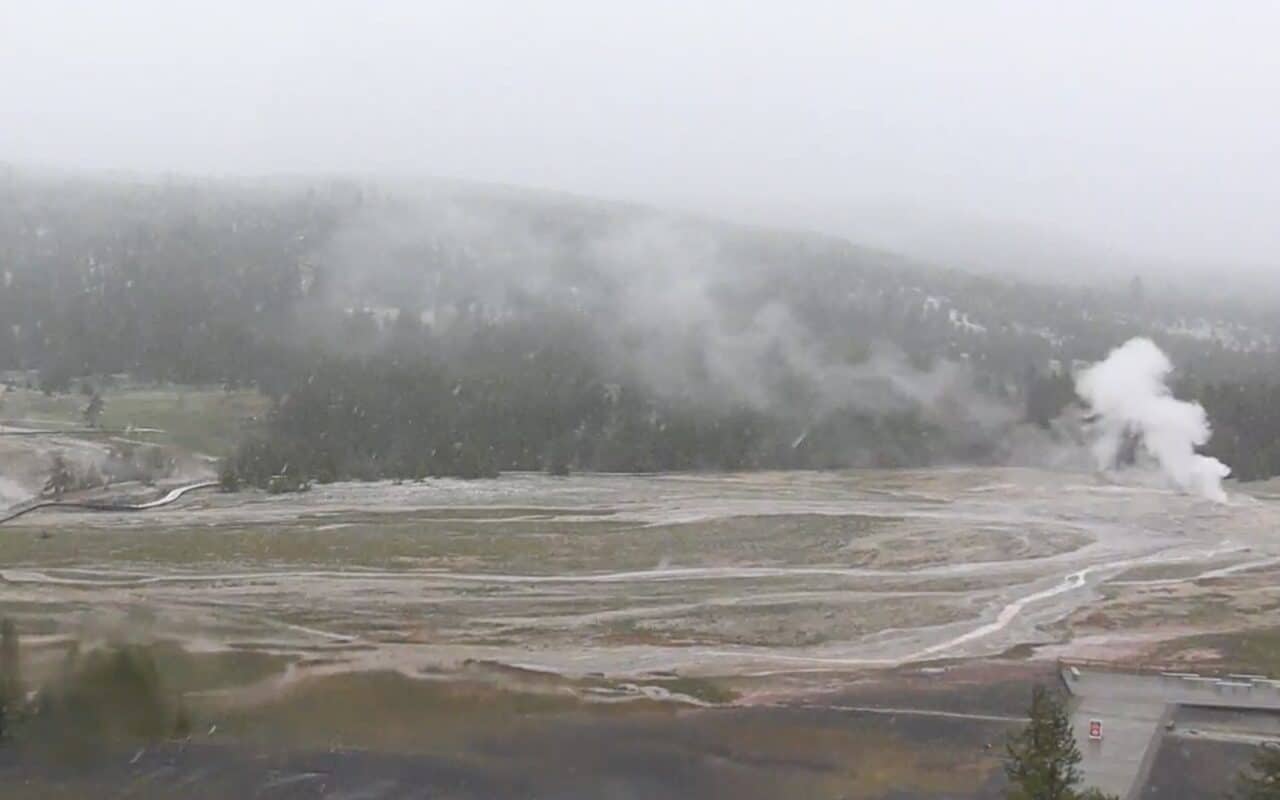 Snow in Yellowstone National Park.