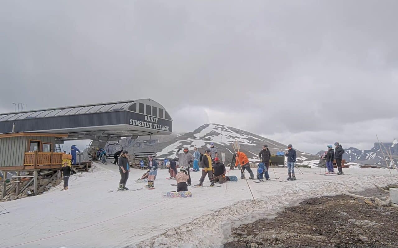 Summer ski crowds at Banff Sunshine Village.