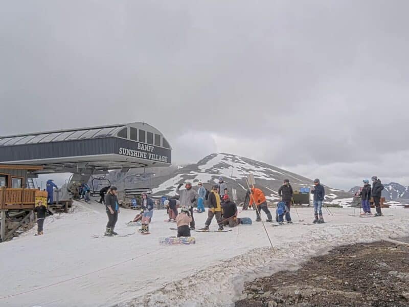 Summer ski crowds at Banff Sunshine Village.