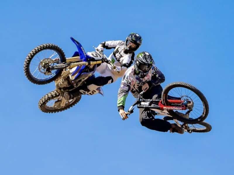 Mountain Biker vs Dirt Bikers